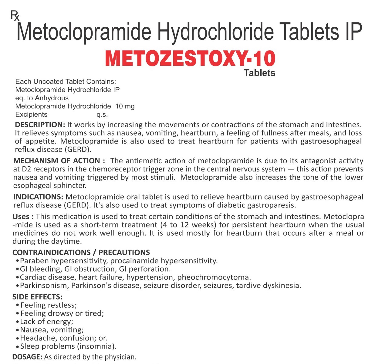 METOZESTOXY 10 TABLETS